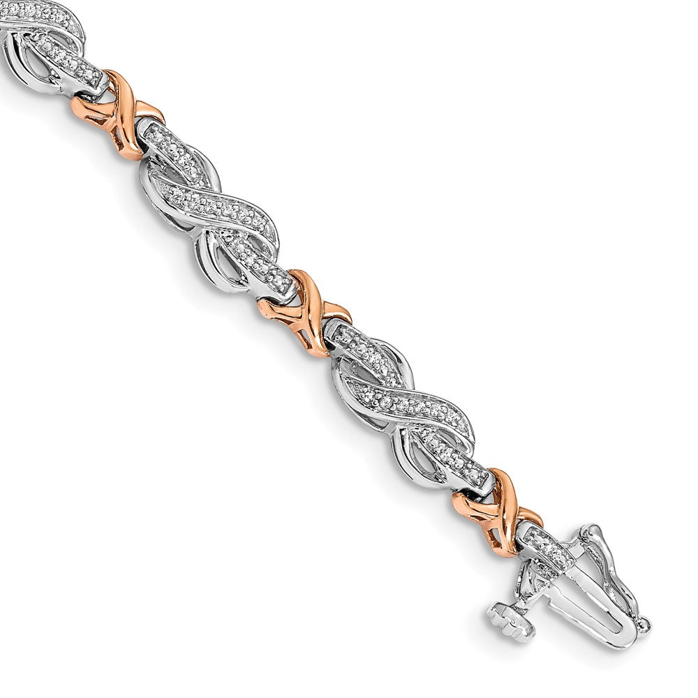 14K Bicolor Gliederarmband Unendlichkeits-Symbol mit natürlichen Diamanten