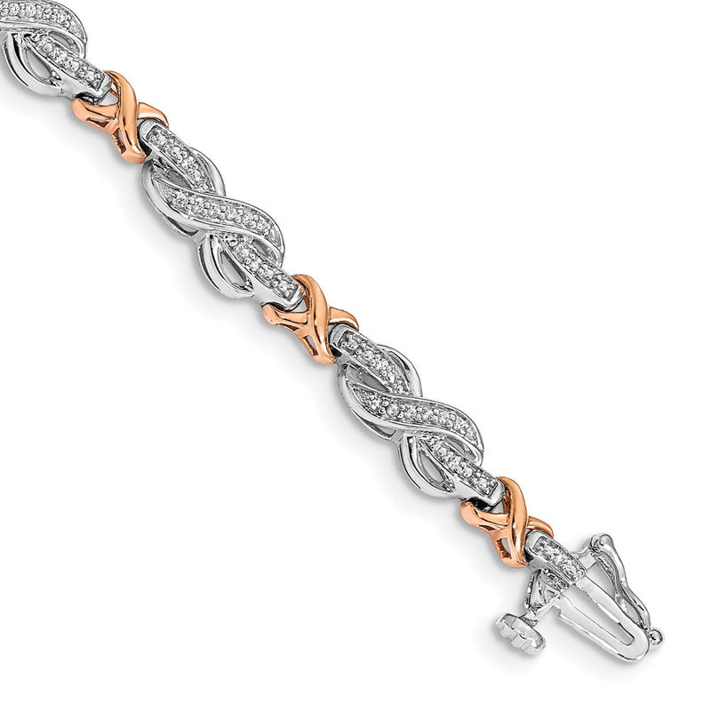 14K Bicolor Gliederarmband Unendlichkeits-Symbol mit natürlichen Diamanten