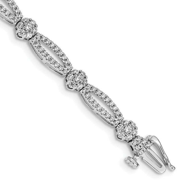 14K Weißgold 2 Ct. Im Labor Gezüchtet Diamant Vs/si+ G+ 7 Zoll Fantasie Blume Glieder Armband