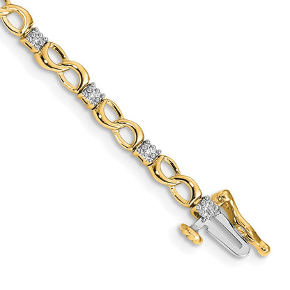 10K Gelbgold Diamant Figure 8 Glieder Armband