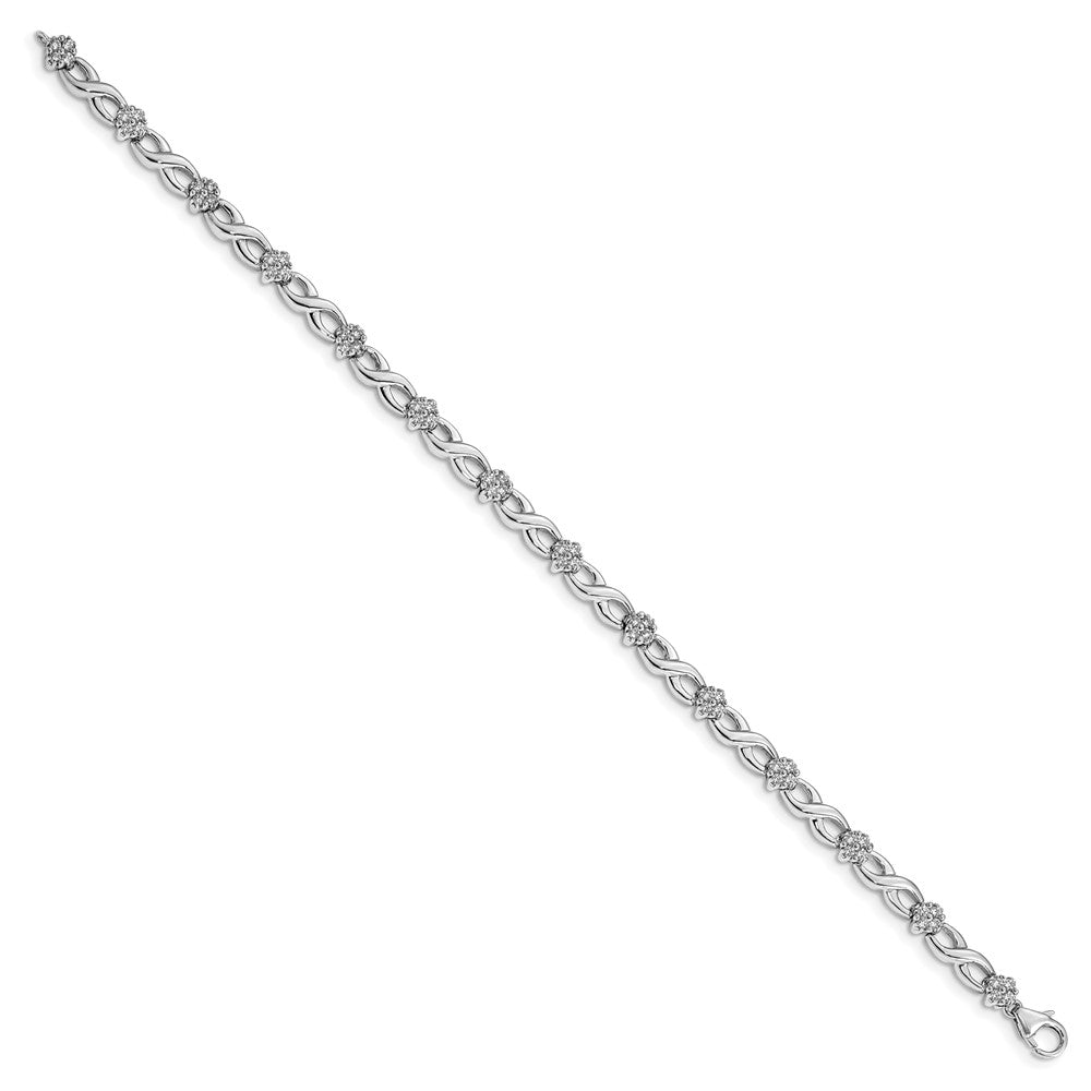14K Weißgold 1 Ct. Im Labor Gezüchtet Diamant Vs/si+ G+ 7 Zoll Blume Unendlichkeit Armband