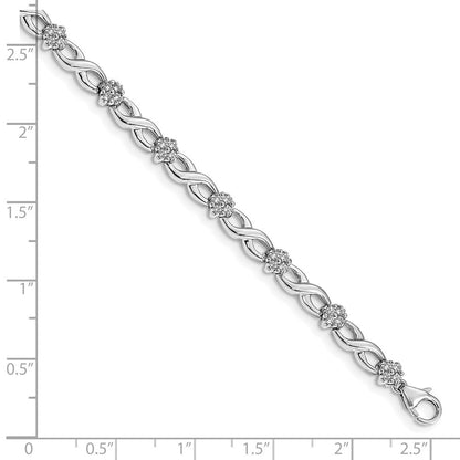 14K Weißgold 1 Ct. Im Labor Gezüchtet Diamant Vs/si+ G+ 7 Zoll Blume Unendlichkeit Armband