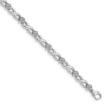 14K Weißgold 1 Ct. Im Labor Gezüchtet Diamant Vs/si+ G+ 7 Zoll Blume Unendlichkeit Armband