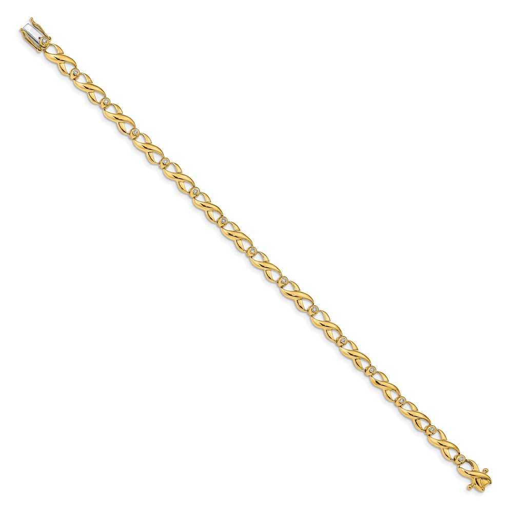 14 Karat Gelbgold Armband mit natürlichen Diamanten im Infinity-Design