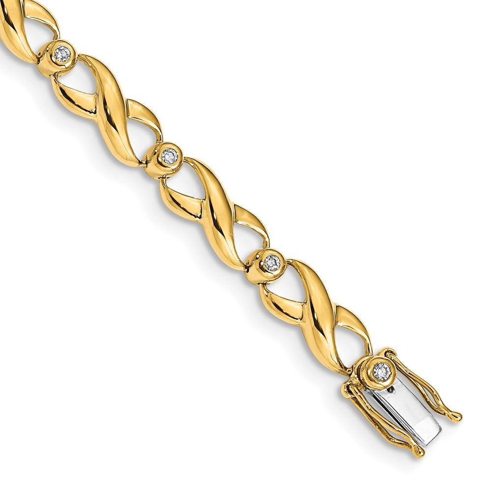 14 Karat Gelbgold Armband mit natürlichen Diamanten im Infinity-Design