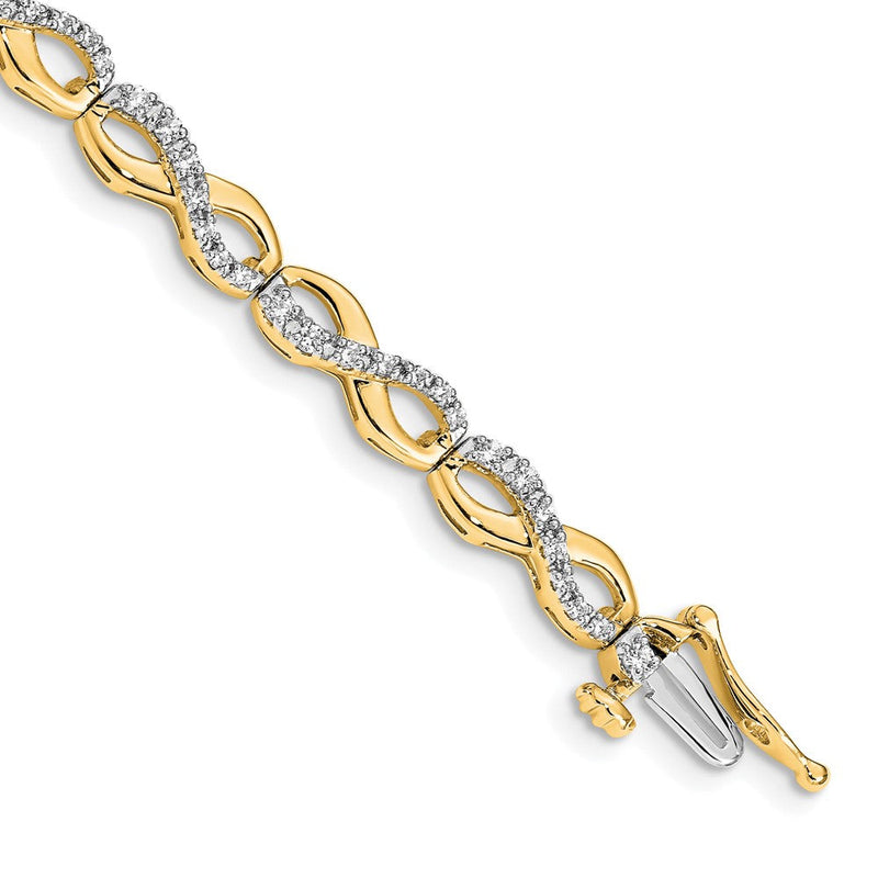 14K Gelbgold Infinity-Armband mit natürlichen Diamanten