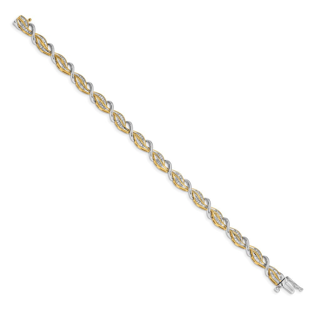 14K Gold Armband mit natürlichen Diamanten im Baguette-Schliff