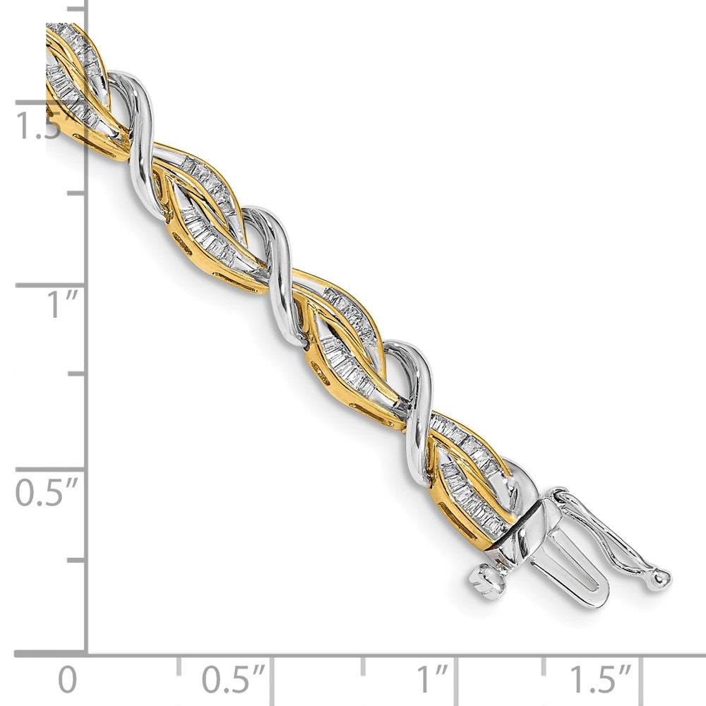 14K Gold Armband mit natürlichen Diamanten im Baguette-Schliff