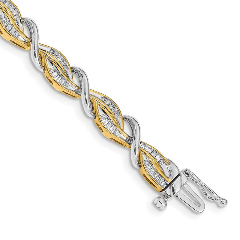 14K Gold Armband mit natürlichen Diamanten im Baguette-Schliff
