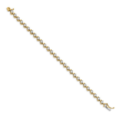 14K Gelbgold 2 Ct. Im Labor Gezüchtet Diamant Vs/si+ G+ 7.25 Zoll Fantasie Tennis Armband