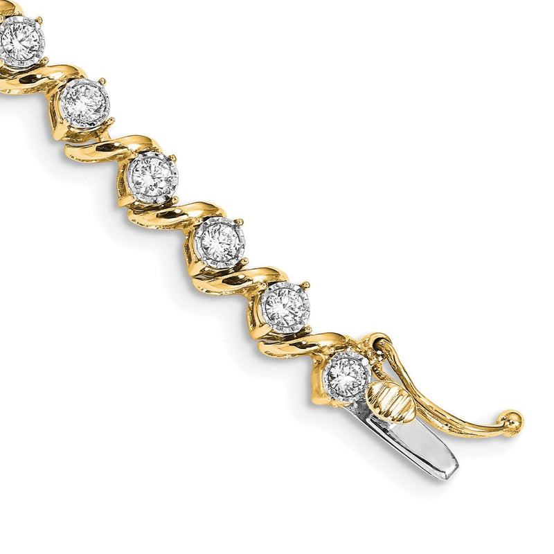 14K Gelbgold 2 Ct. Im Labor Gezüchtet Diamant Vs/si+ G+ 7.25 Zoll Fantasie Tennis Armband