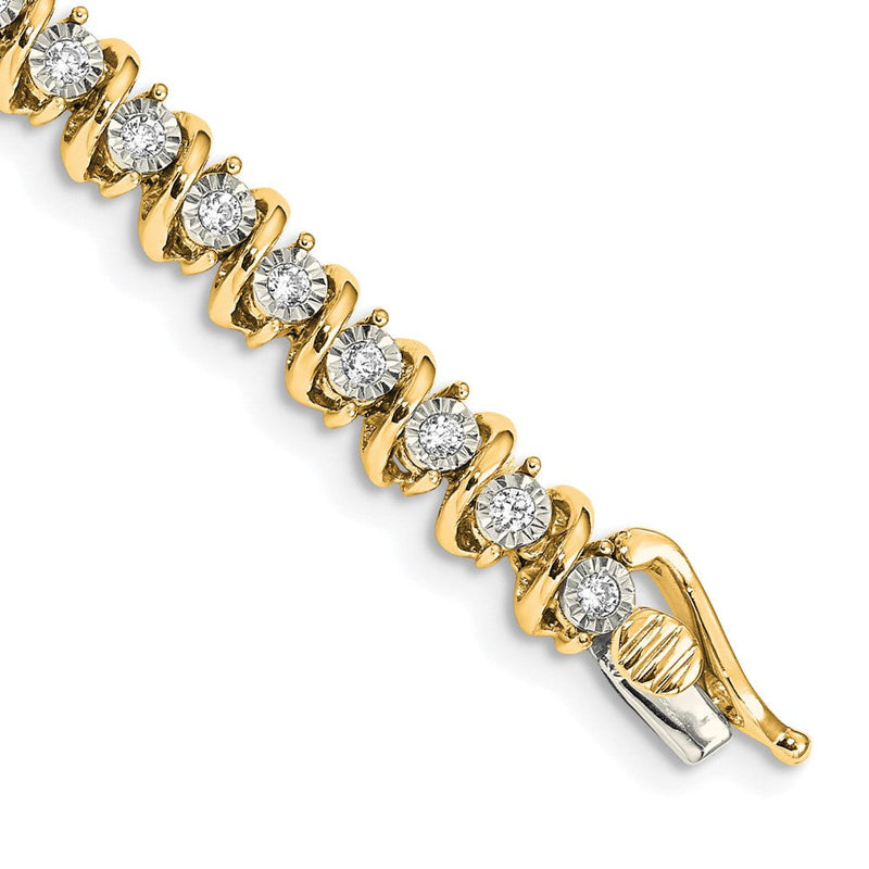 14K Gelbgold 1 Ct. Im Labor Gezüchtet Diamant Vs/si+ G+ 7.25 Zoll Fantasie Tennis Armband