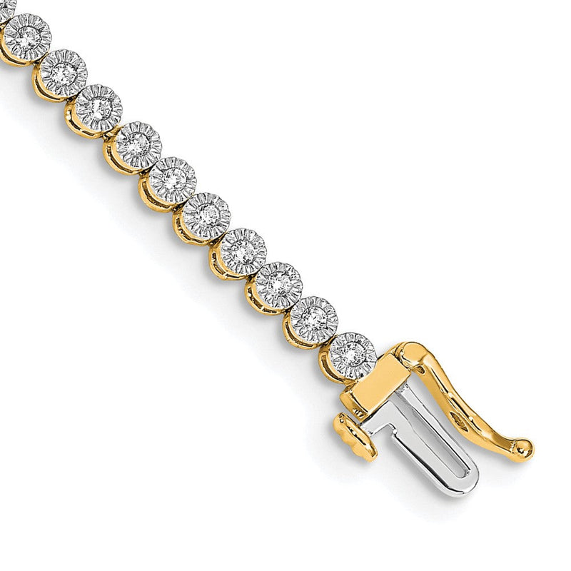 14K Gelbgold 1 Ct. Im Labor Gezüchtet Diamant Vs/si+ G+ 7 Zoll Fantasie Tennis Armband