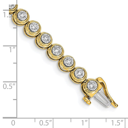 14K Gelbgold Armband mit Kreisgliedern und natürlichen Diamanten