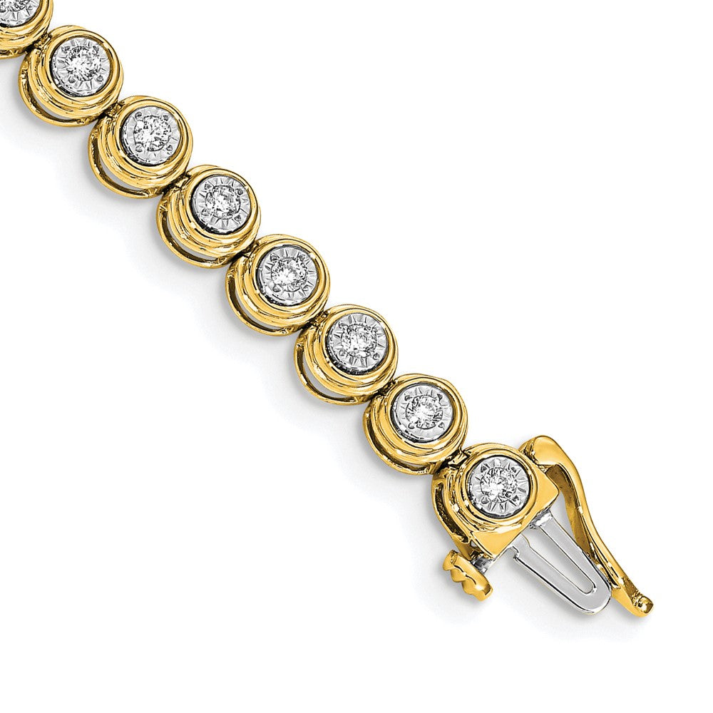 14K Gelbgold Armband mit Kreisgliedern und natürlichen Diamanten