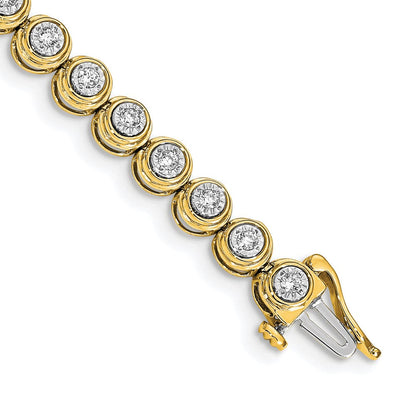 14K Gelbgold Armband mit Kreisgliedern und natürlichen Diamanten