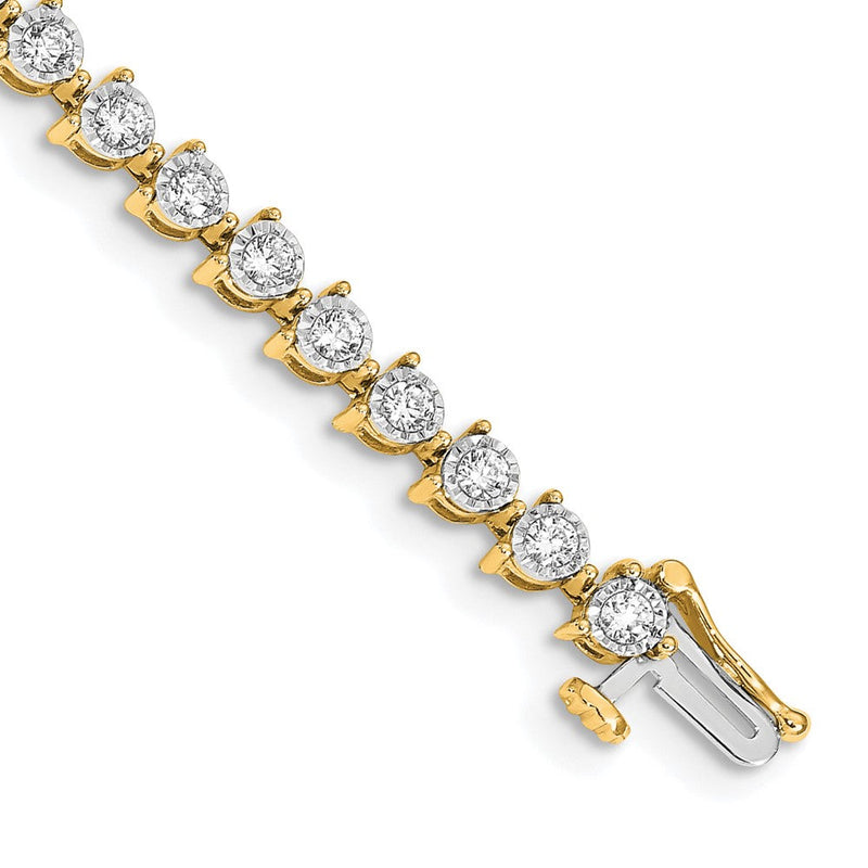 14K Gelbgold 2 Ct. Im Labor Gezüchtet Diamant Vs/si+ G+ 7.25 Zoll Fantasie Tennis Armband