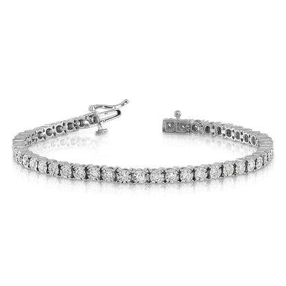 14K Weißgold 2 Ct. Im Labor Gezüchtet Diamant Vs/si+ G+ 7 Zoll Illusion Setting Armband