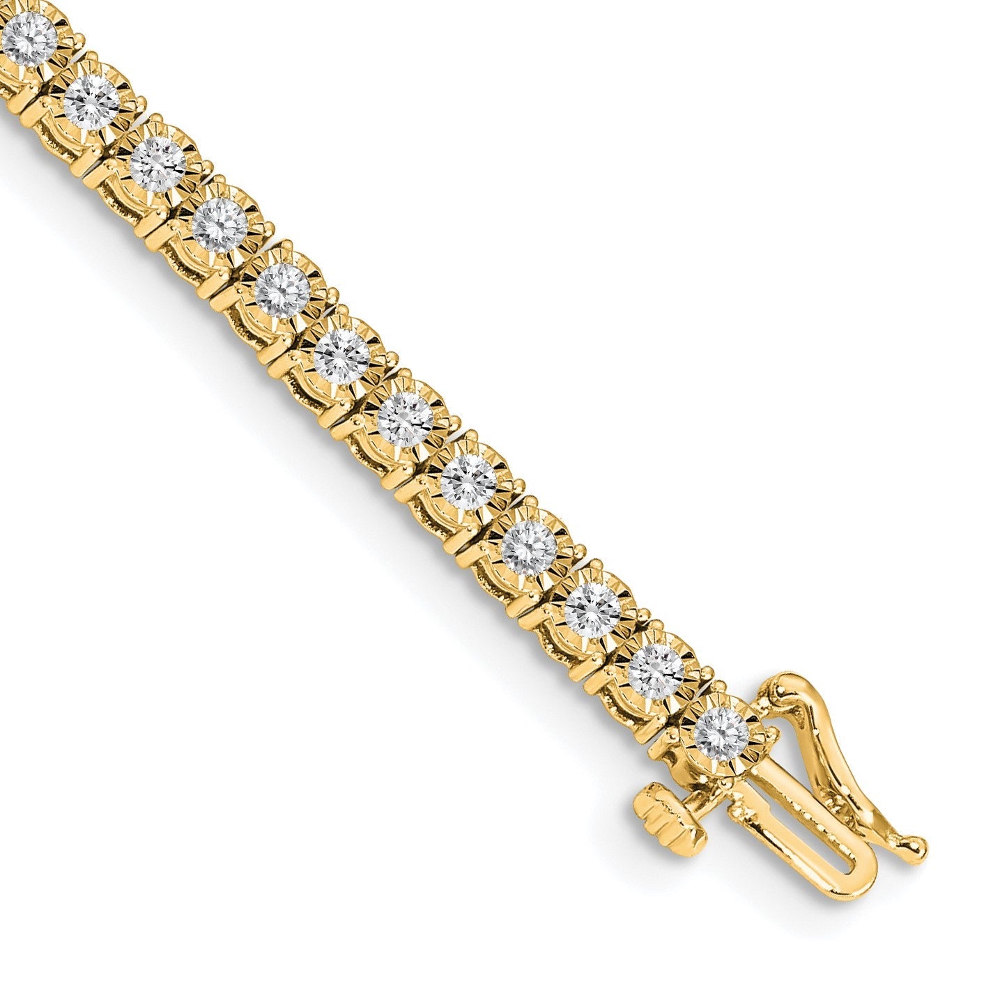 14K Gelbgold Komplett 2 Karat Diamant Illusion Setting 7 Zoll Tennis Armband