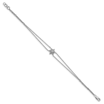 14K Weißgold Armband mit natürlichem Diamant-Stern, 19,1 cm mit 1,3 cm Verlängerung