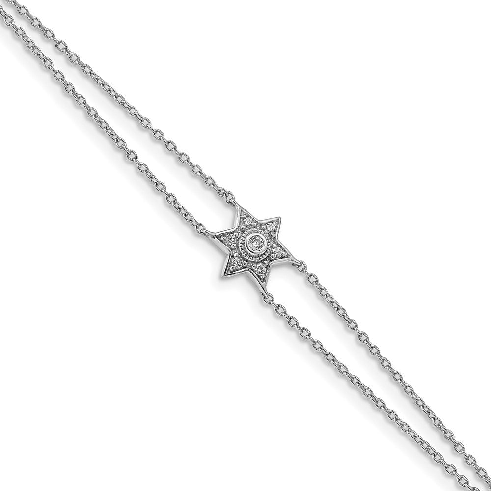 14K Weißgold Armband mit natürlichem Diamant-Stern, 19,1 cm mit 1,3 cm Verlängerung