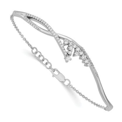 14K Gelbgold Armband mit natürlichen Diamanten, poliert, 17,8 cm