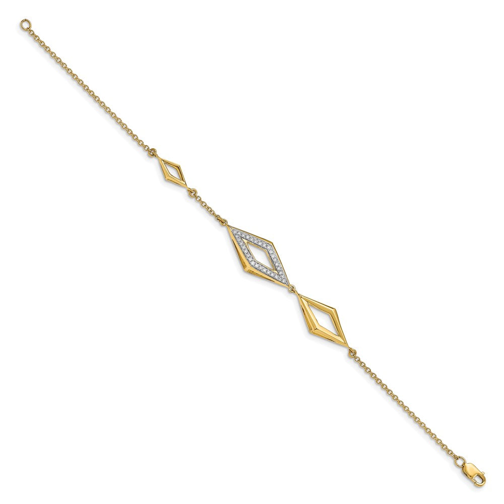 14K Gelbgold Armband mit natürlichen Diamanten, poliert, 17,8 cm (7 Zoll)