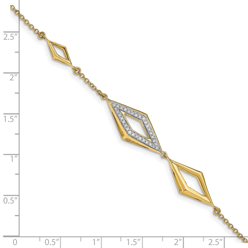 14K Gelbgold Armband mit natürlichen Diamanten, poliert, 17,8 cm (7 Zoll)