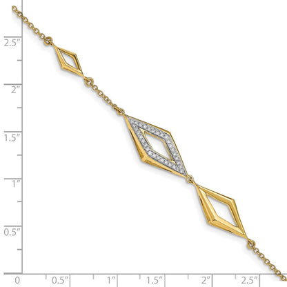 14K Gelbgold Armband mit natürlichen Diamanten, poliert, 17,8 cm (7 Zoll)