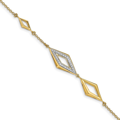14K Gelbgold Armband mit natürlichen Diamanten, poliert, 17,8 cm (7 Zoll)