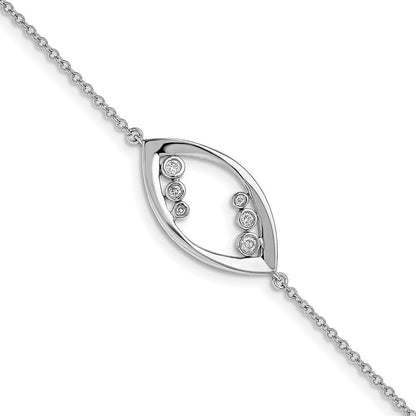 14K Gelbgold Armband mit runden natürlichen Diamanten, 17,8 cm (7 Zoll)