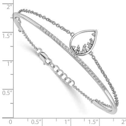 14K Gelbgold poliertes Armband mit natürlichen Diamanten, tropfenförmig, 17,8 cm (7 Zoll)