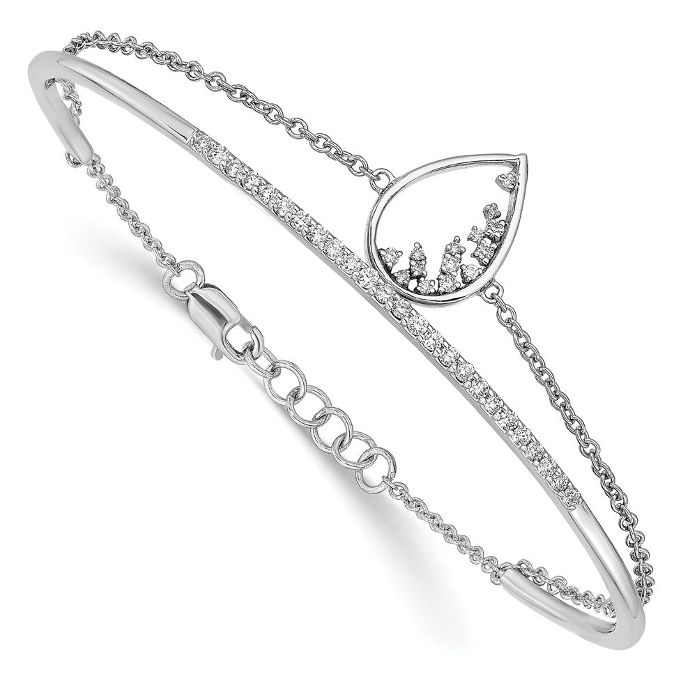 14K Gelbgold poliertes Armband mit natürlichen Diamanten, tropfenförmig, 17,8 cm (7 Zoll)