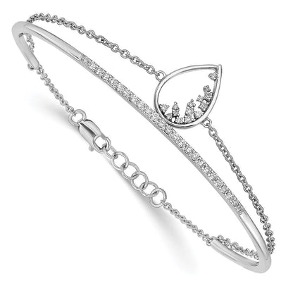 14K Gelbgold poliertes Armband mit natürlichen Diamanten, tropfenförmig, 17,8 cm (7 Zoll)