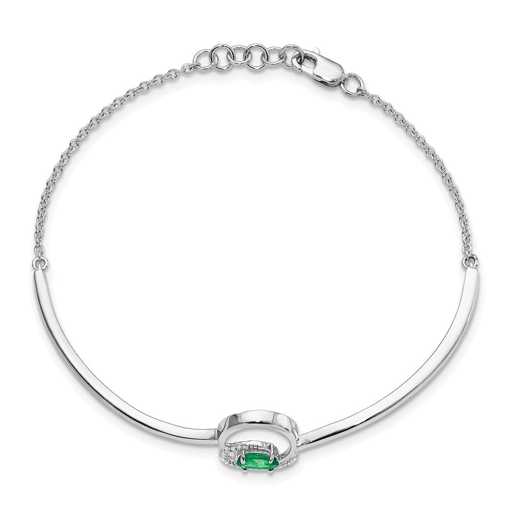 14K Gelbgold Armreif mit Smaragd und natürlichem Diamant, 17,8 cm mit 1,3 cm Verlängerung