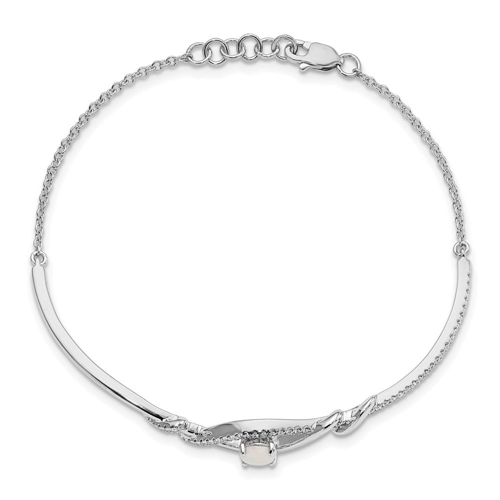 14K Gelbgold Opal-Bypass-Armreif mit Stab-Design, 17,8 cm