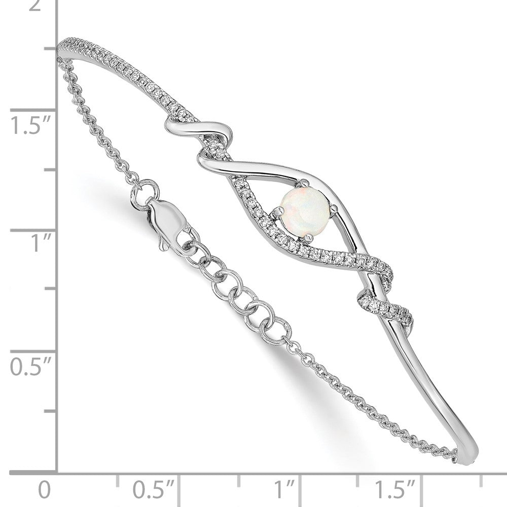 14K Gelbgold Opal-Bypass-Armreif mit Stab-Design, 17,8 cm