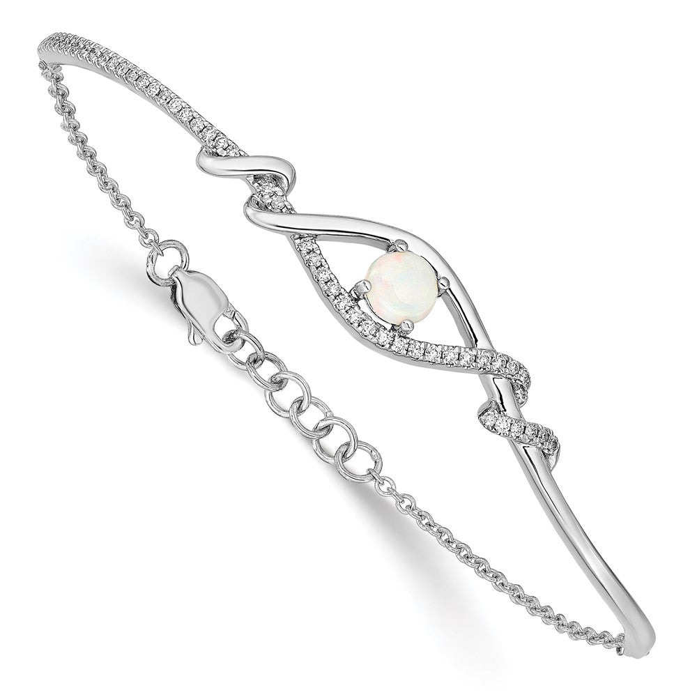 14K Gelbgold Opal-Bypass-Armreif mit Stab-Design, 17,8 cm