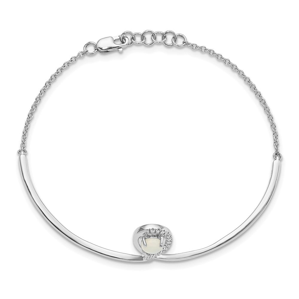 14K Gelbgold Armband mit Opal und Diamanten, poliert, 17,8 cm