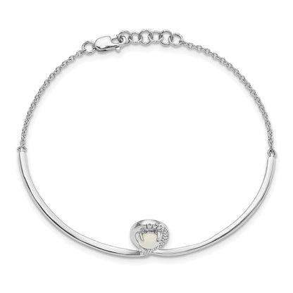 14K Gelbgold Armband mit Opal und Diamanten, poliert, 17,8 cm