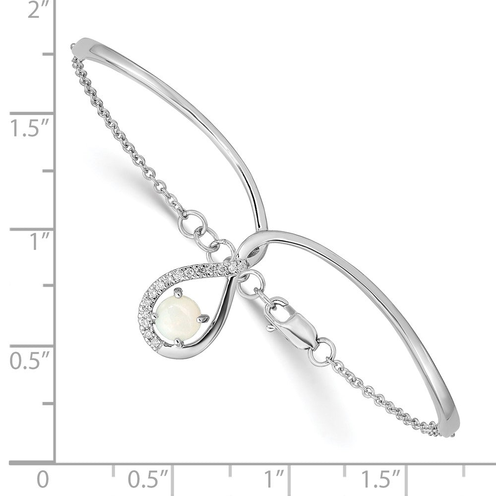 14K Gelbgold Armband mit Opal und Diamanten, poliert, 17,8 cm