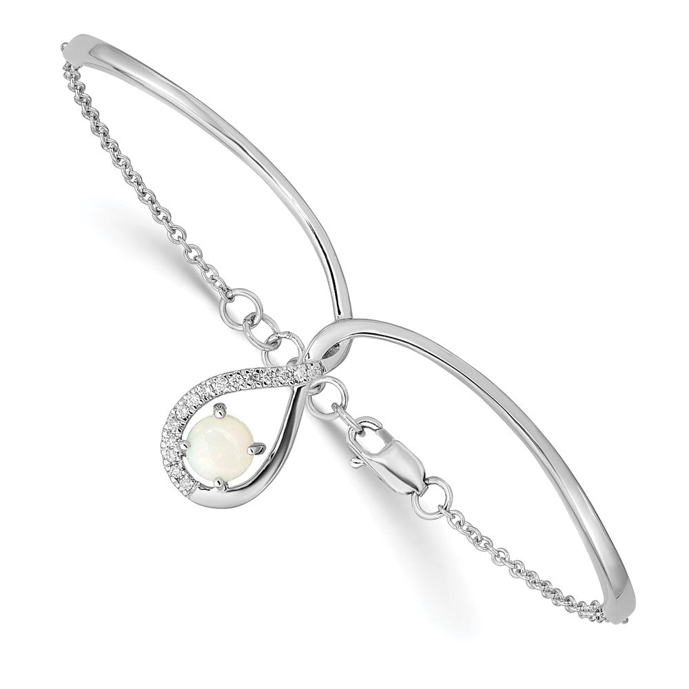 14K Gelbgold Armband mit Opal und Diamanten, poliert, 17,8 cm