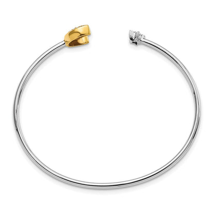 14K Gelbgold Manschettenarmreif mit Mond- und Sternmotiv und natürlichen Diamanten