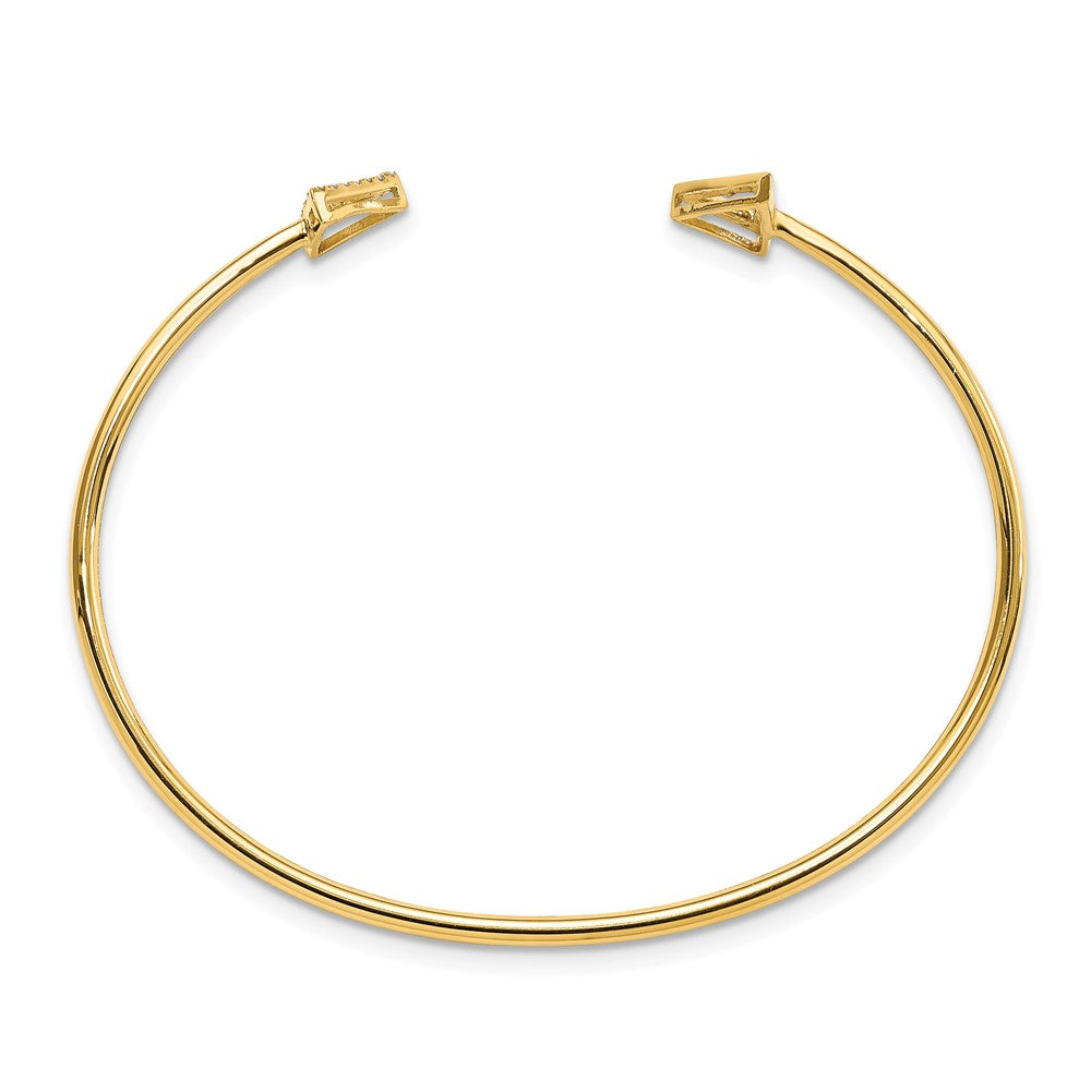 14K Gelbgold polierter Armreif mit natürlichem Diamant in Dreiecksform