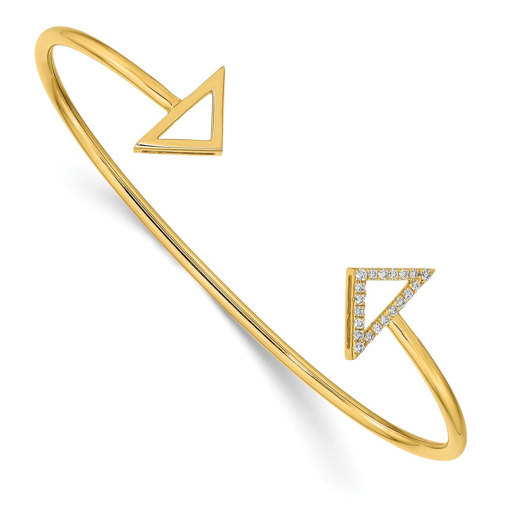 14K Gelbgold polierter Armreif mit natürlichem Diamant in Dreiecksform