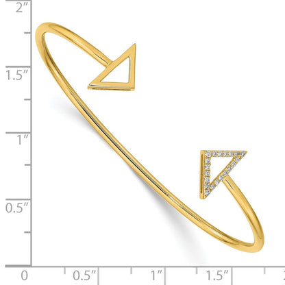 14K Gelbgold polierter Armreif mit natürlichem Diamant in Dreiecksform