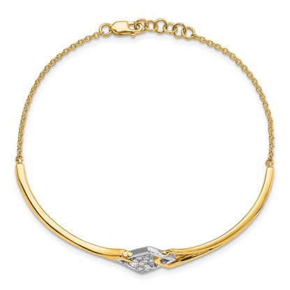 14K Gelbgold Diamant-Armband, natürlich, poliert, rund, Vier-Krappen