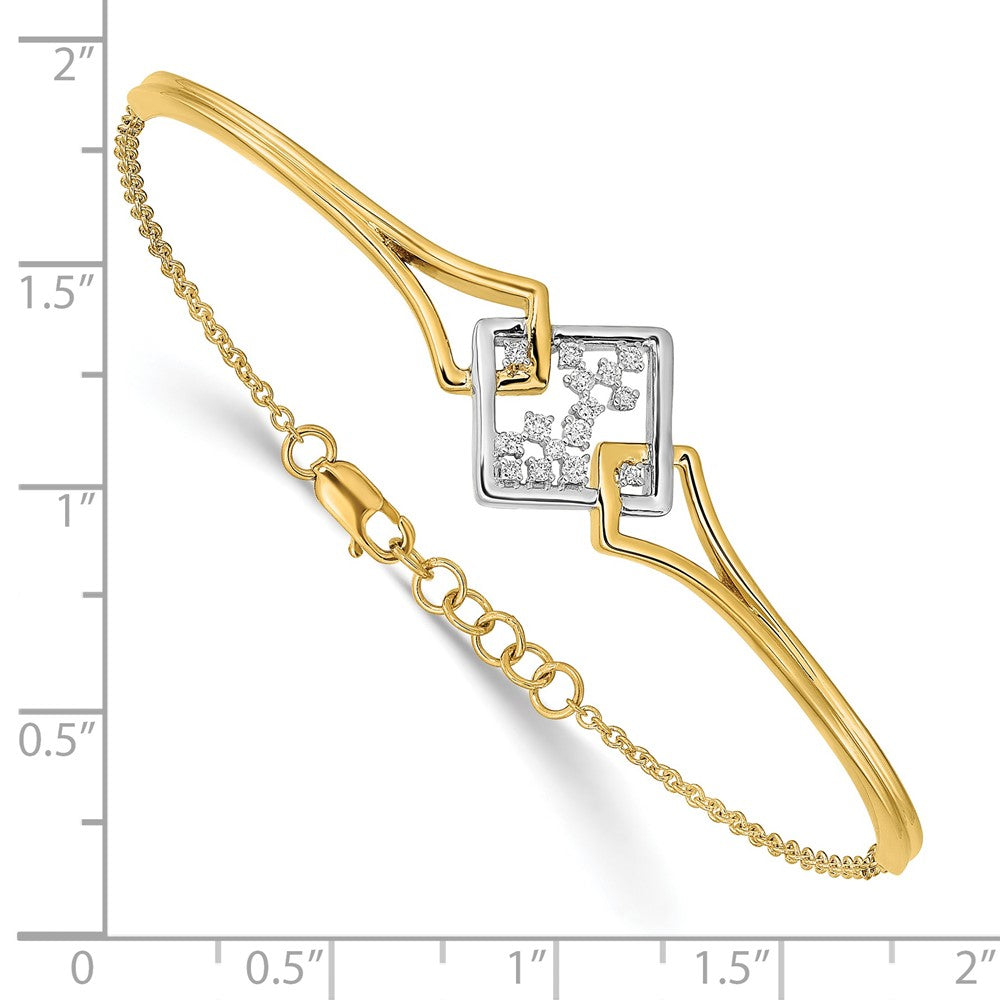 14K Gelbgold Diamant-Armband, natürlich, poliert, rund, Vier-Krappen