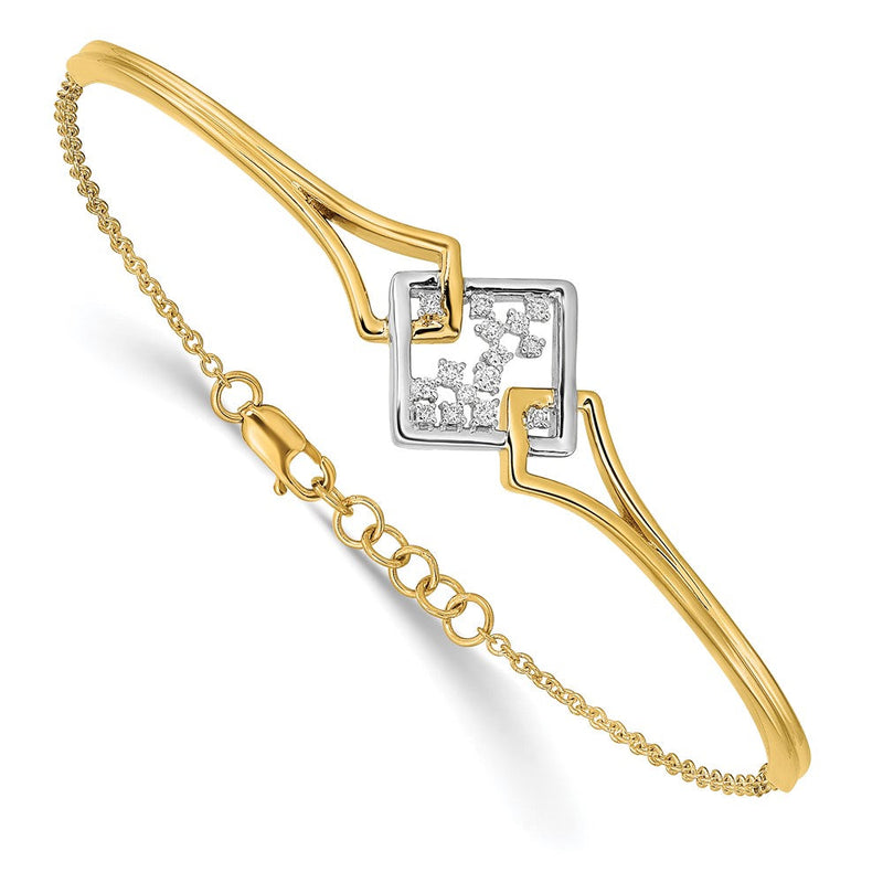 14K Gelbgold Diamant-Armband, natürlich, poliert, rund, Vier-Krappen