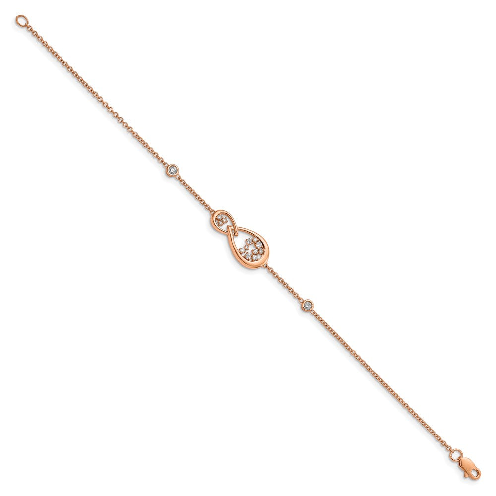 14K Gelbgold poliertes Armband mit natürlichen Diamanten, 17,8 cm (7 Zoll)